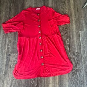 Zenana Outfitters Red Button-Up Blouse